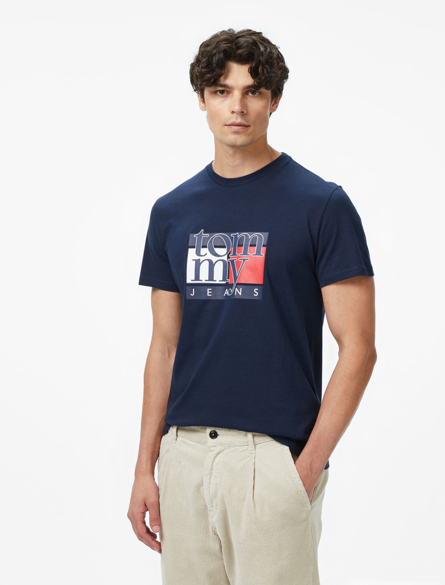 Tommy Hilfiger Twist Slim Flag Erkek Mavi T-Shirt Tommy Hilfiger Twist Slim Flag Erkek Mavi T-Shirt