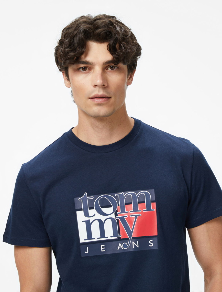 Tommy Hilfiger Twist Slim Flag Erkek Mavi T-Shirt Tommy Hilfiger Twist Slim Flag Erkek Mavi T-Shirt