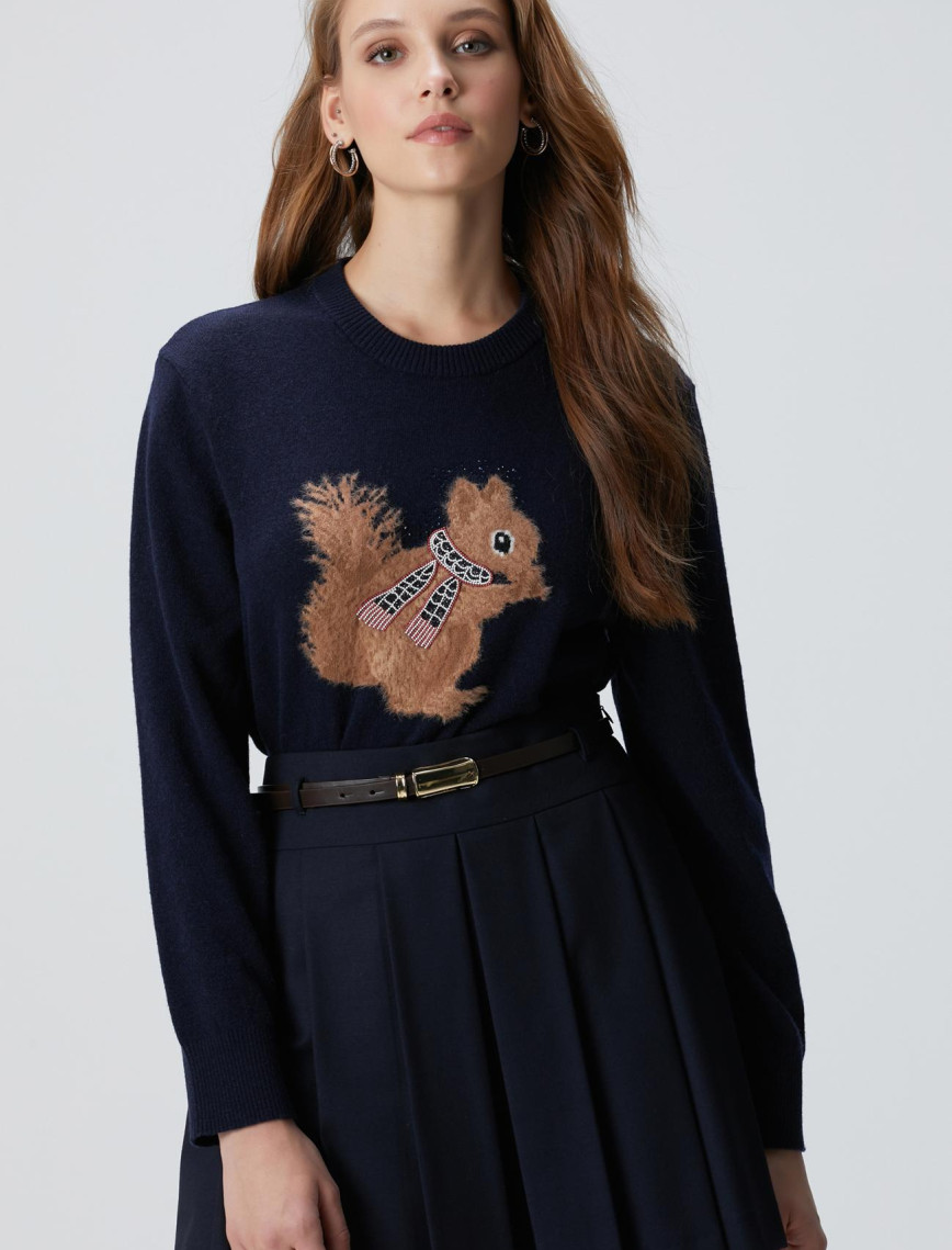 Network Kadın Lacivert Yün Karışımlı Kazak Network Kadın Lacivert Yün Karışımlı Kazak