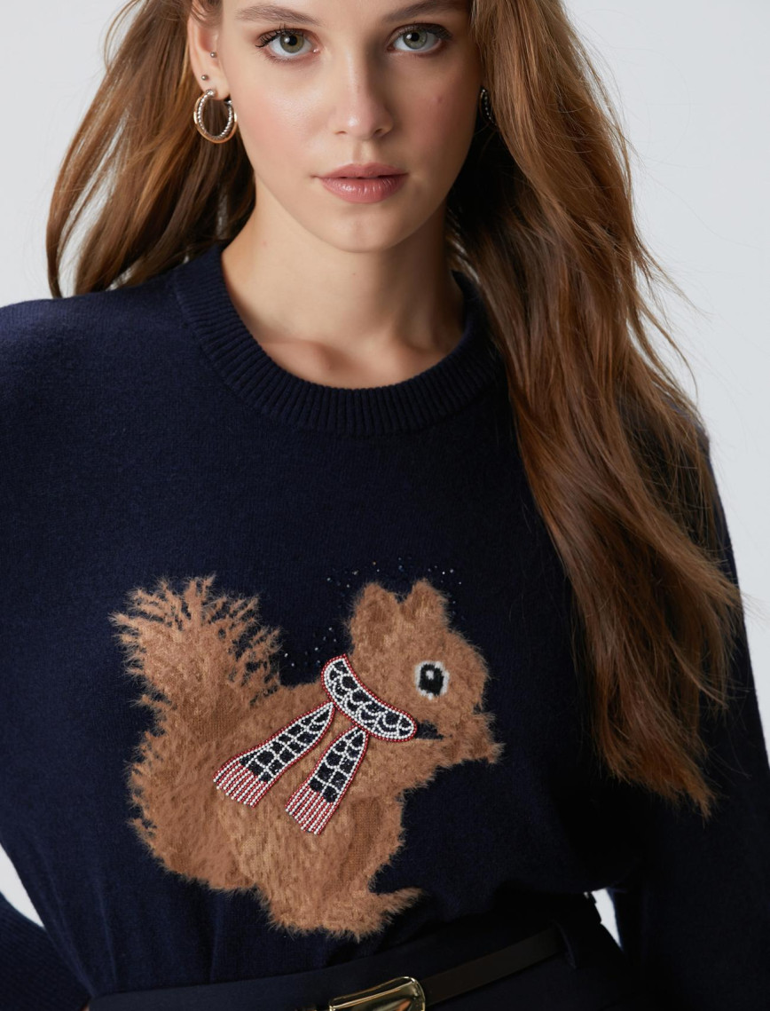 Network Kadın Lacivert Yün Karışımlı Kazak Network Kadın Lacivert Yün Karışımlı Kazak