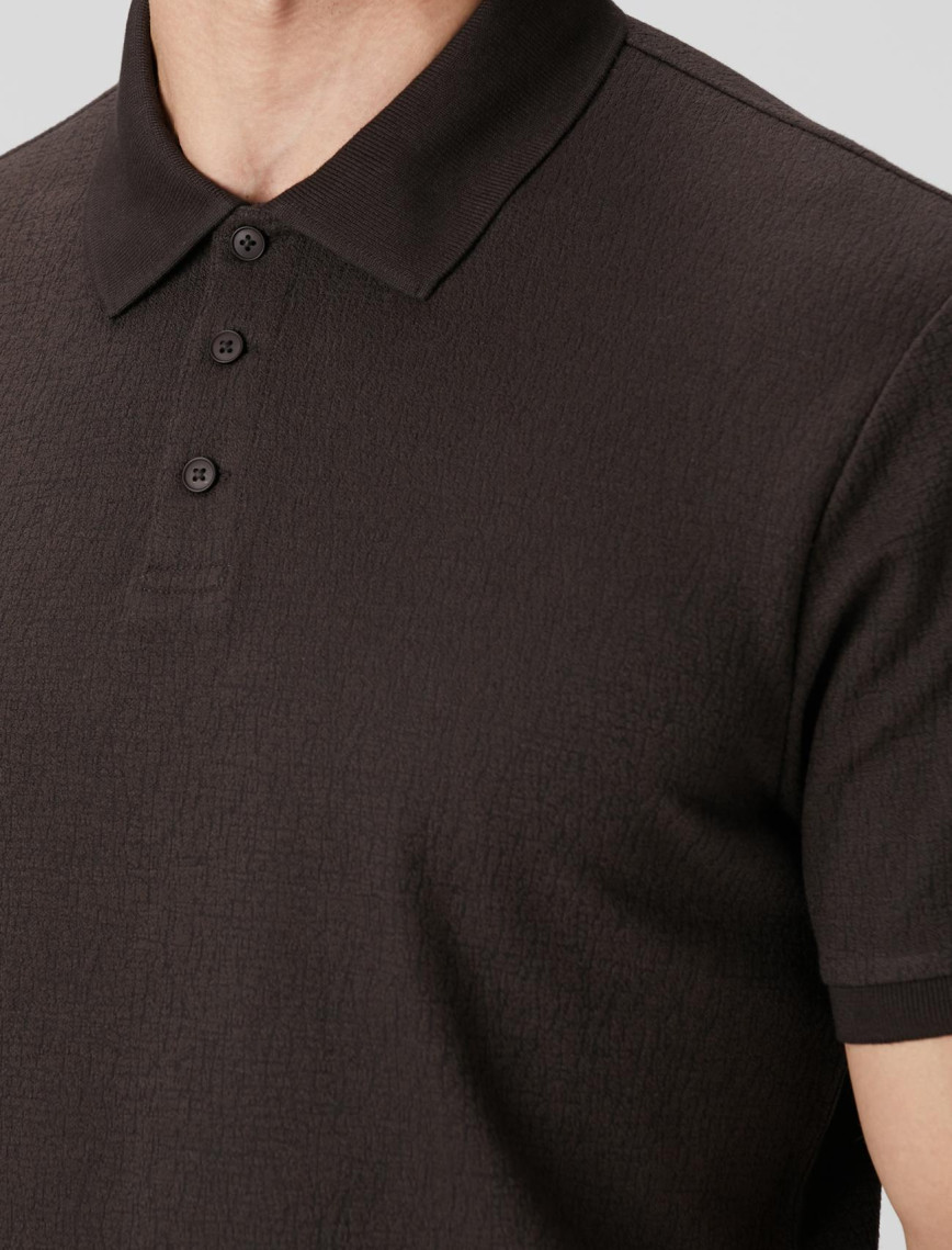 Network Erkek Kahverengi Polo Yaka Düğmeli Jakarlı T-shirt Network Erkek Kahverengi Polo Yaka Düğmeli Jakarlı T-shirt
