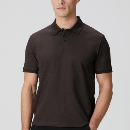 Network Erkek Kahverengi Polo Yaka Düğmeli Jakarlı T-shirt Network Erkek Kahverengi Polo Yaka Düğmeli Jakarlı T-shirt