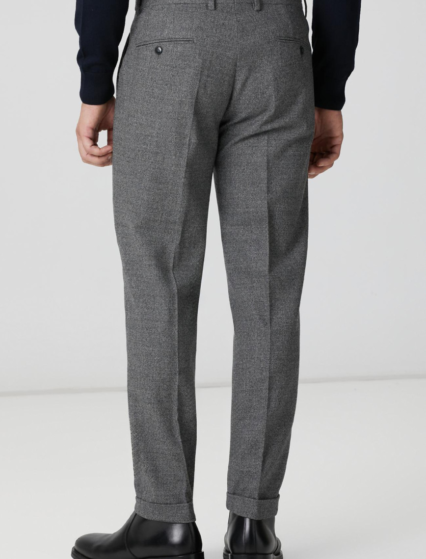 Network Erkek Gri Desenli Yün Karışımlı Pantolon Network Erkek Gri Desenli Yün Karışımlı Pantolon