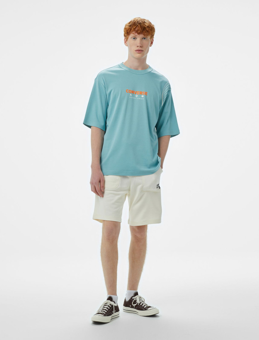 Converse Star Chevron Oversize Fit Baskılı Erkek Mavi T-shirt Converse Star Chevron Oversize Fit Baskılı Erkek Mavi T-shirt