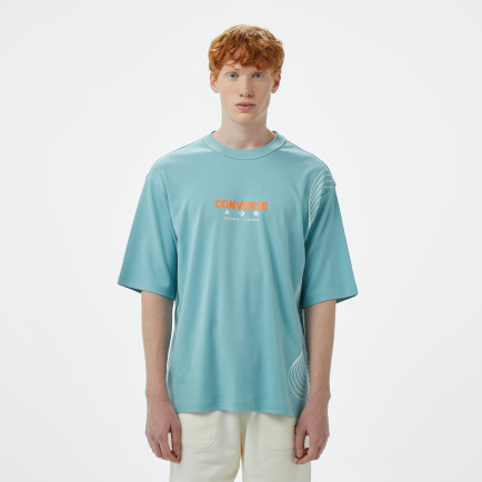 Converse Star Chevron Oversize Fit Baskılı Erkek Mavi T-shirt Converse Star Chevron Oversize Fit Baskılı Erkek Mavi T-shirt