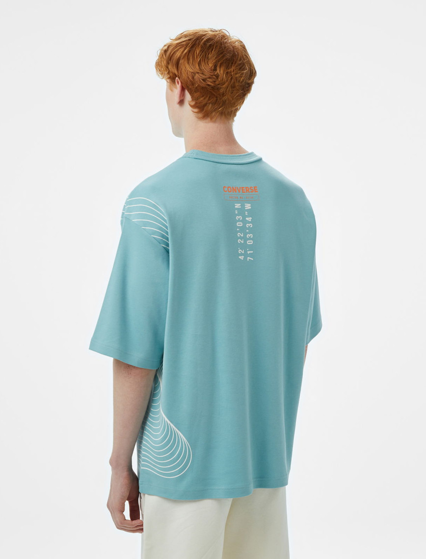 Converse Star Chevron Oversize Fit Baskılı Erkek Mavi T-shirt Converse Star Chevron Oversize Fit Baskılı Erkek Mavi T-shirt