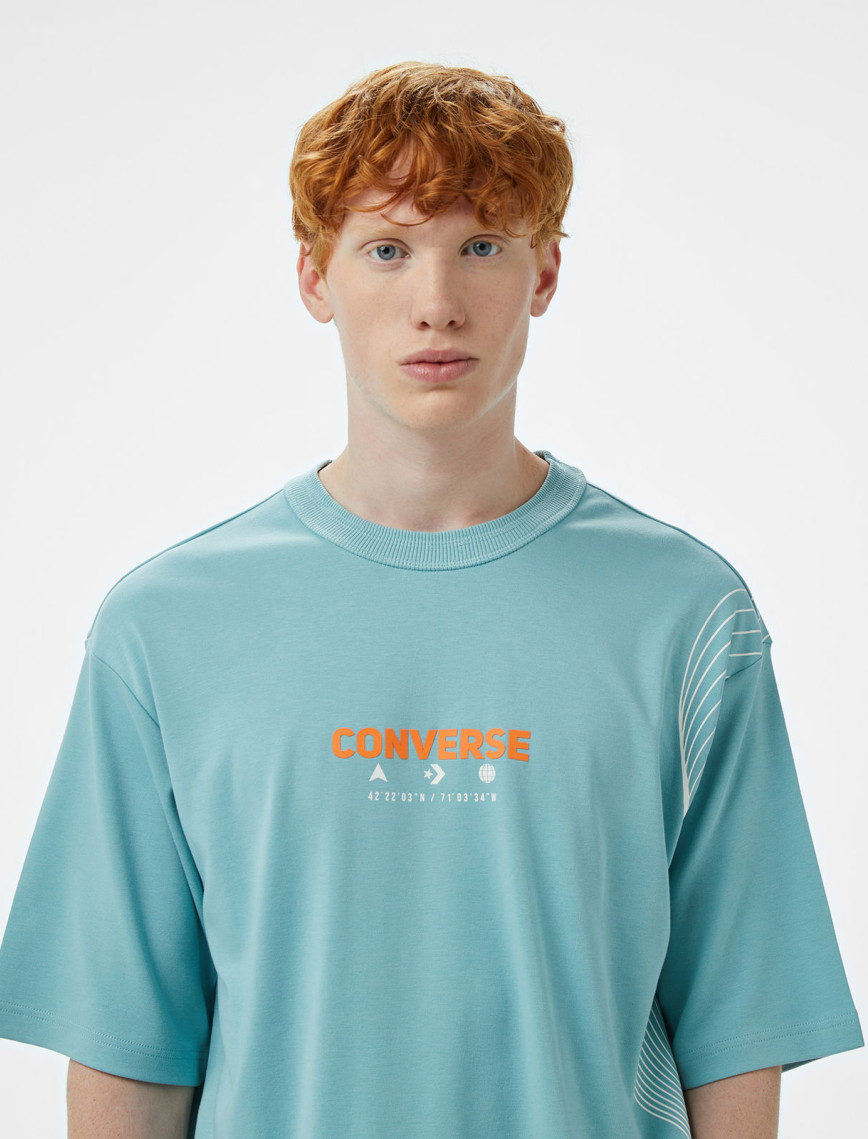 Converse Star Chevron Oversize Fit Baskılı Erkek Mavi T-shirt Converse Star Chevron Oversize Fit Baskılı Erkek Mavi T-shirt