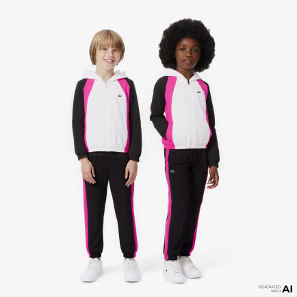 Lacoste Çocuk Kapüşonlu Renk Bloklu Beyaz Eşofman Takımı Lacoste Çocuk Kapüşonlu Renk Bloklu Beyaz Eşofman Takımı