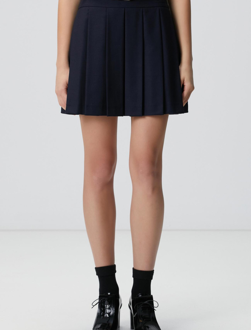 Network Kadın Lacivert Kemerli Mini Etek Network Kadın Lacivert Kemerli Mini Etek