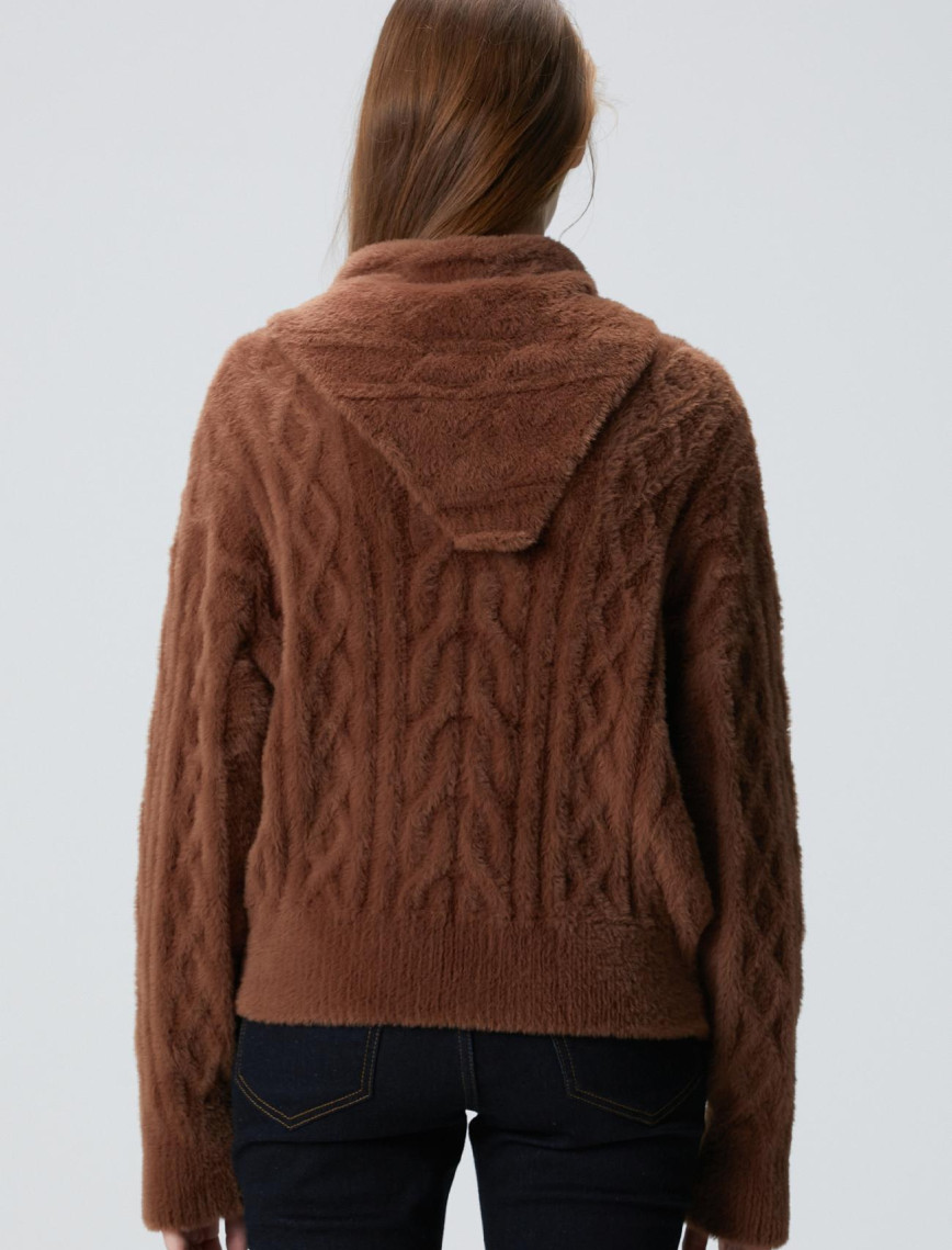 Network Kadın Acı Kahve Saç Örgü Kazak