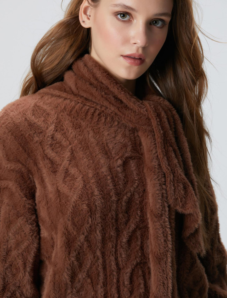 Network Kadın Acı Kahve Saç Örgü Kazak