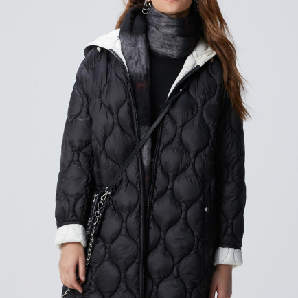 Network Kadın Siyah Kapüşon Yakalı Kaban