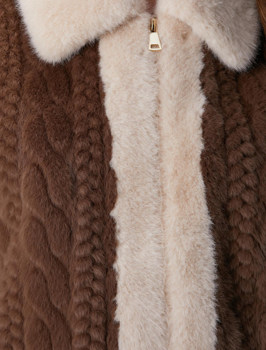 Network Kadın Kahverengi Örgü Desenli Kaban Network Kadın Kahverengi Örgü Desenli Kaban