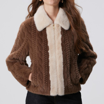 Network Kadın Kahverengi Örgü Desenli Kaban Network Kadın Kahverengi Örgü Desenli Kaban