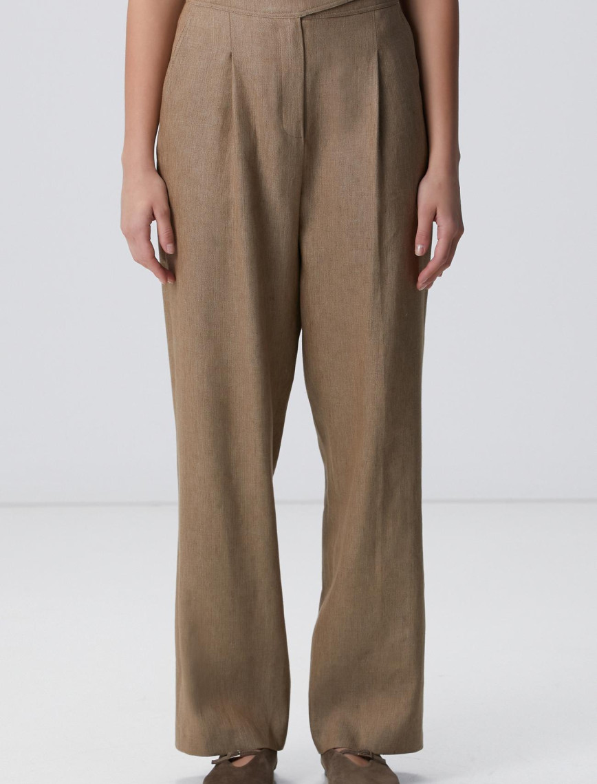 Network Kadın Vizon Melanj Keten Karışımlı Pantolon Network Kadın Vizon Melanj Keten Karışımlı Pantolon