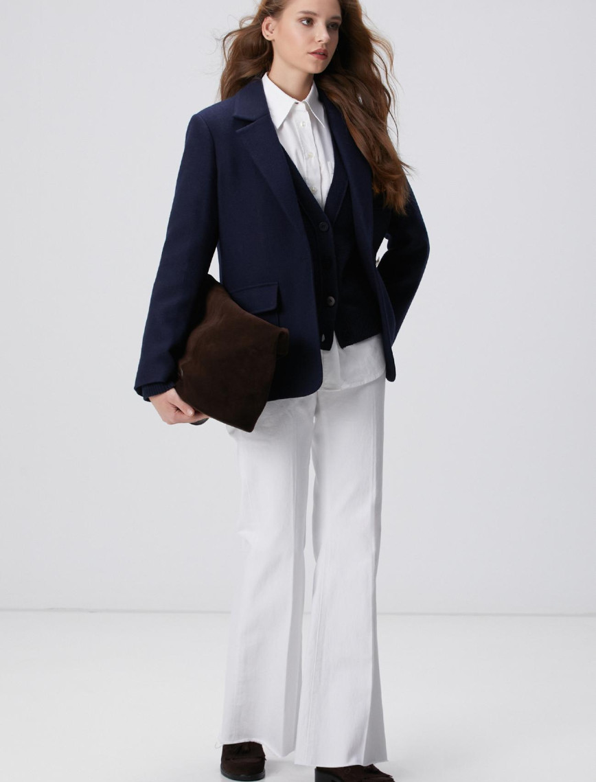 Network Kadın Lacivert Yün Karışımlı Ceket