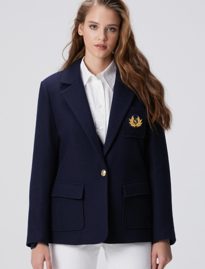 Network Kadın Lacivert Yün Karışımlı Ceket