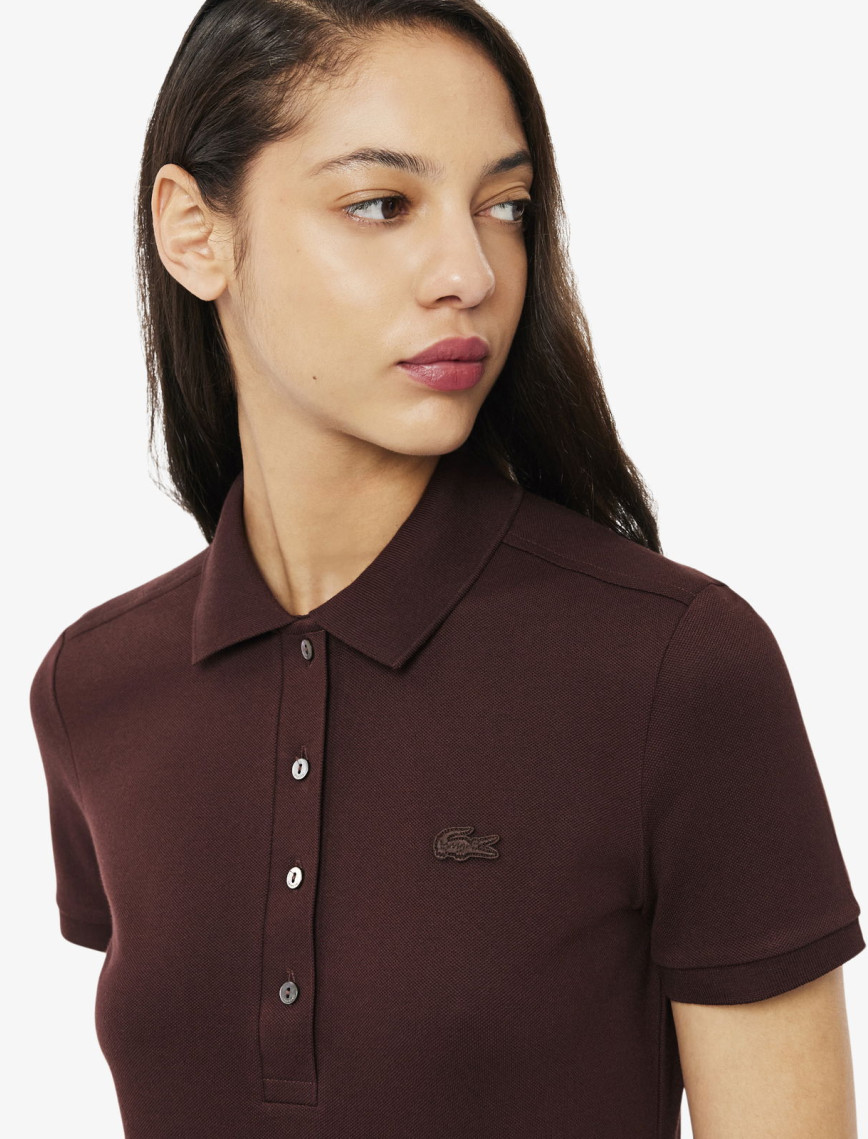 Lacoste L.12.D Kadın Slim Fit Bordo Polo Lacoste L.12.D Kadın Slim Fit Bordo Polo