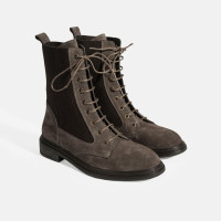 Kadın Vizon Lastik Detaylı Bağcıklı Süet Postal Bot Kadın Vizon Lastik Detaylı Bağcıklı Süet Postal Bot