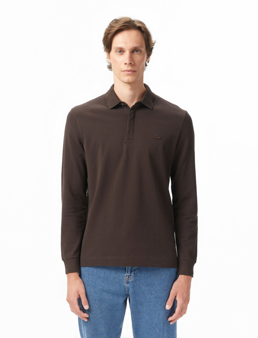 Lacoste Paris Erkek Regular Fit Uzun Kollu Kahverengi Polo Lacoste Paris Erkek Regular Fit Uzun Kollu Kahverengi Polo