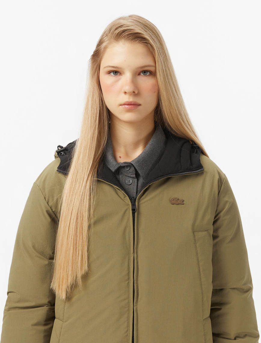 Lacoste Kadın Kapüşonlu Çift Taraflı Siyah Mont Lacoste Kadın Kapüşonlu Çift Taraflı Siyah Mont