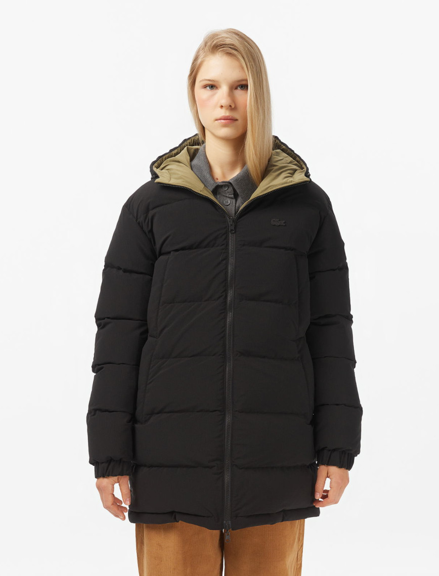 Lacoste Kadın Kapüşonlu Çift Taraflı Siyah Mont Lacoste Kadın Kapüşonlu Çift Taraflı Siyah Mont