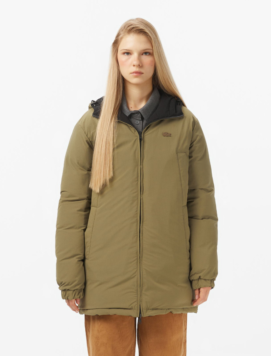 Lacoste Kadın Kapüşonlu Çift Taraflı Siyah Mont Lacoste Kadın Kapüşonlu Çift Taraflı Siyah Mont