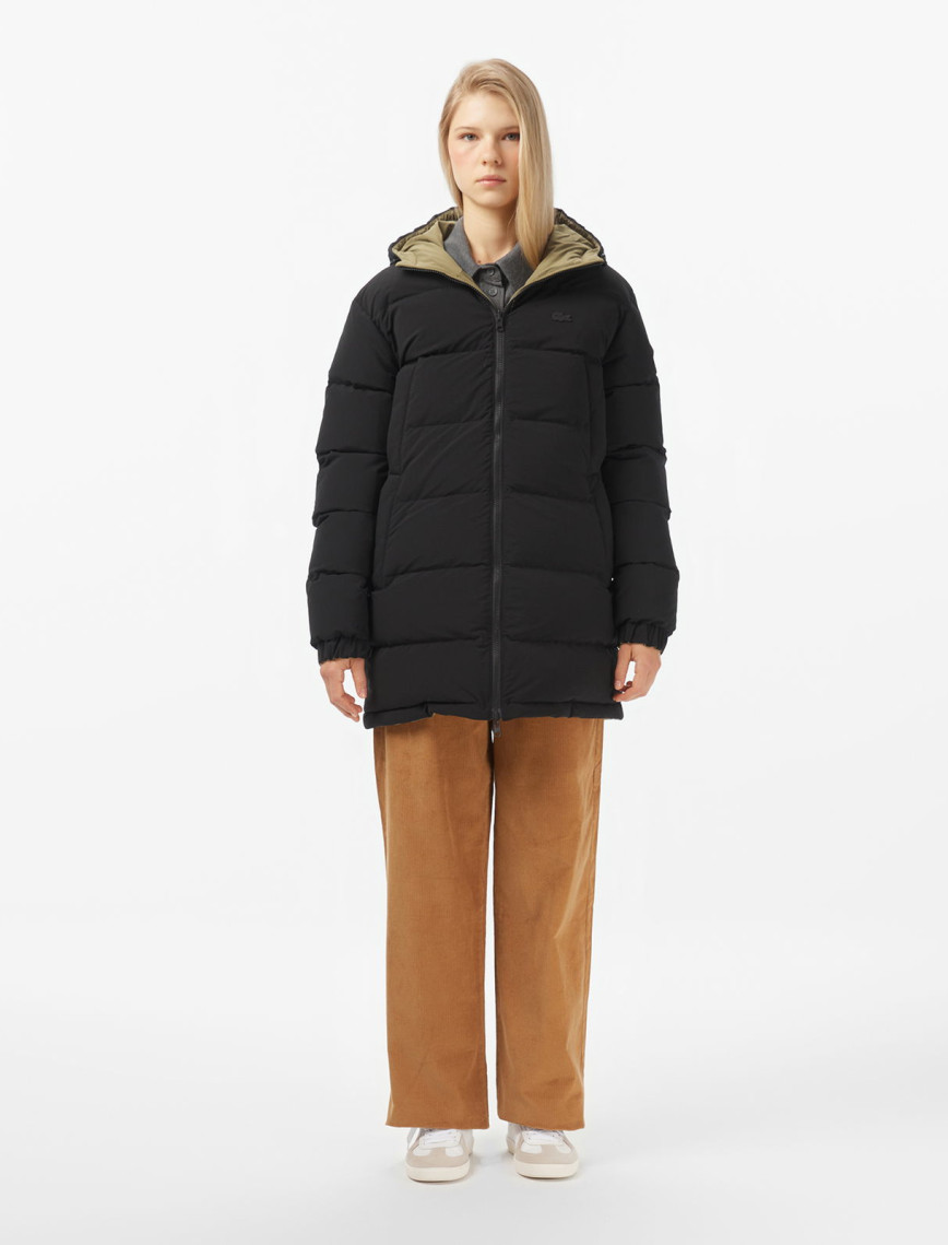 Lacoste Kadın Kapüşonlu Çift Taraflı Siyah Mont Lacoste Kadın Kapüşonlu Çift Taraflı Siyah Mont