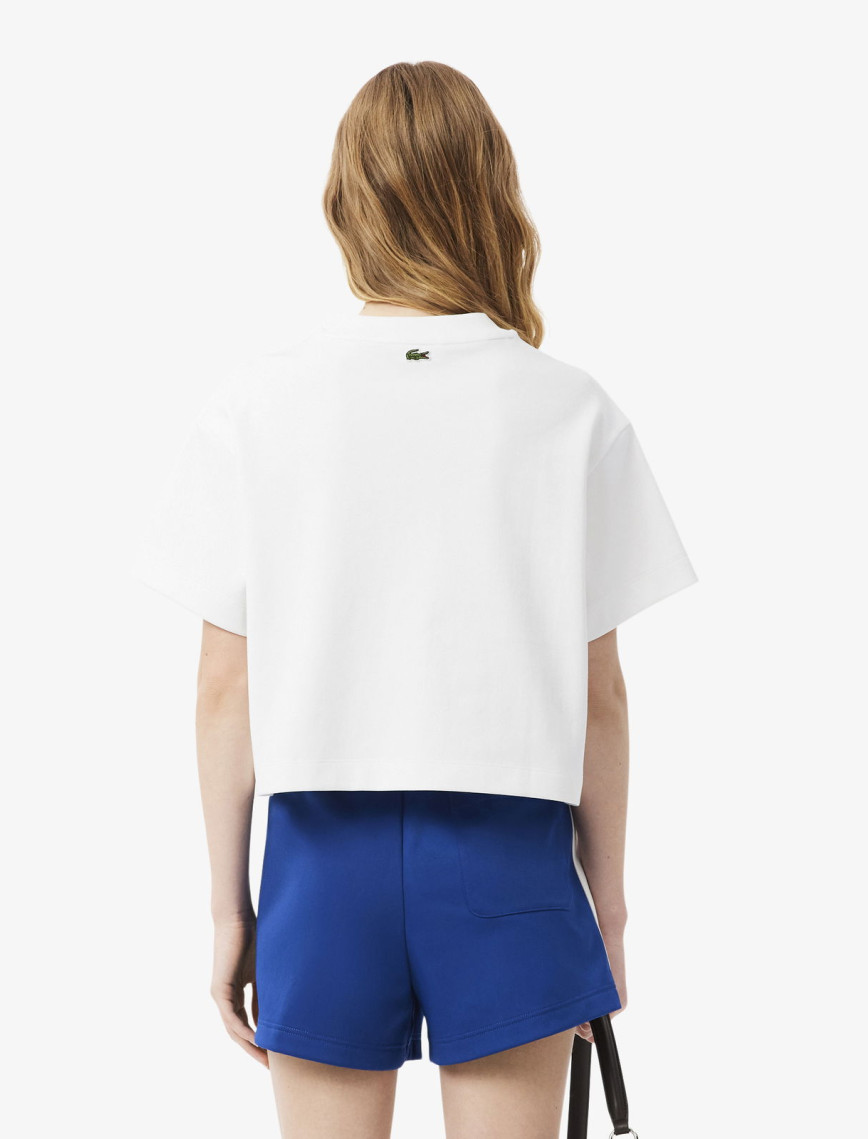 Lacoste Kadın Oversize Fit Bisiklet Yaka Beyaz T-Shirt Lacoste Kadın Oversize Fit Bisiklet Yaka Beyaz T-Shirt