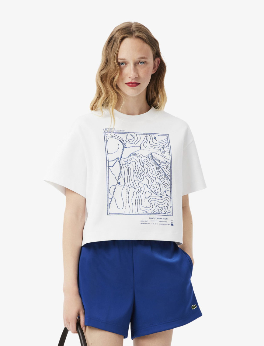 Lacoste Kadın Oversize Fit Bisiklet Yaka Beyaz T-Shirt Lacoste Kadın Oversize Fit Bisiklet Yaka Beyaz T-Shirt