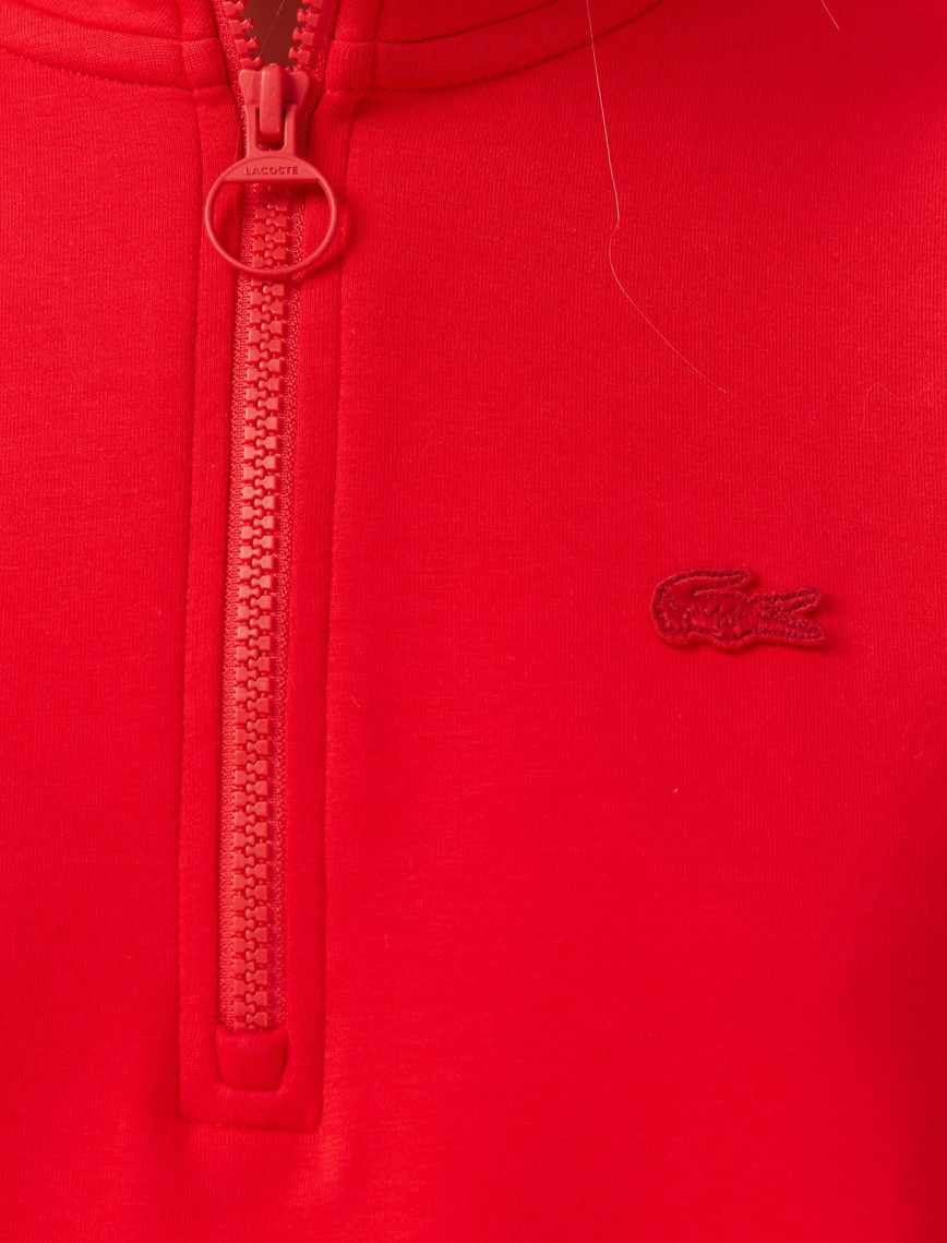 Lacoste Kadın Regular Fit Yarım Fermuarlı Kırmızı Sweatshirt