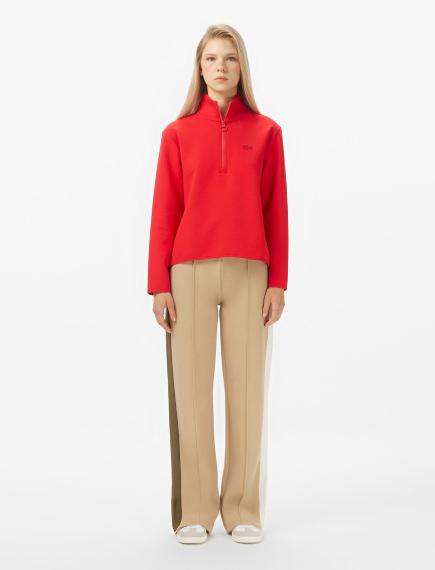 Lacoste Kadın Regular Fit Yarım Fermuarlı Kırmızı Sweatshirt