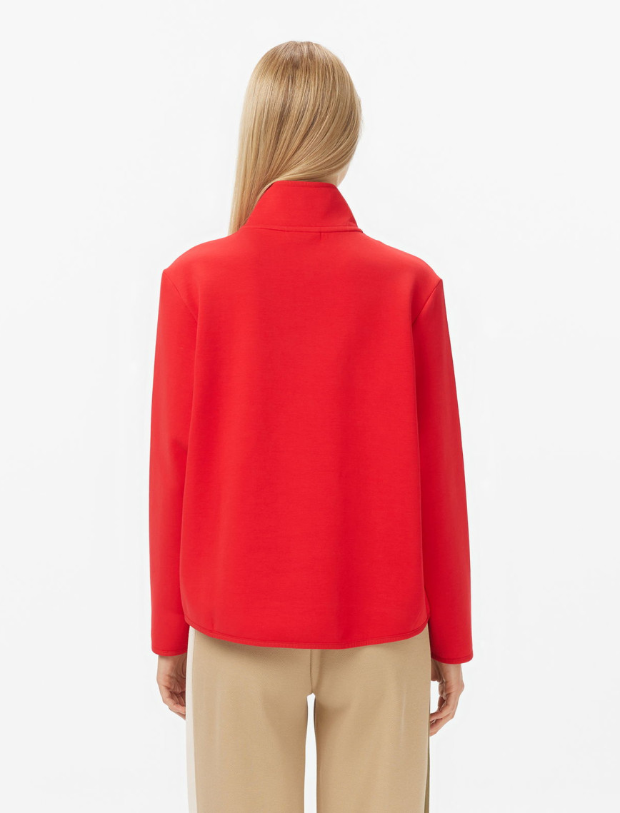 Lacoste Kadın Regular Fit Yarım Fermuarlı Kırmızı Sweatshirt