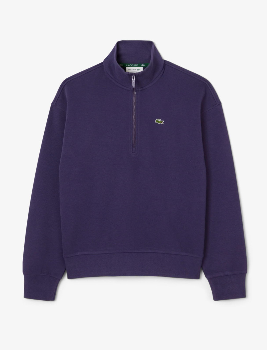 Lacoste Kadın Relaxed Fit Yarım Fermuarlı Mor Sweatshirt Lacoste Kadın Relaxed Fit Yarım Fermuarlı Mor Sweatshirt