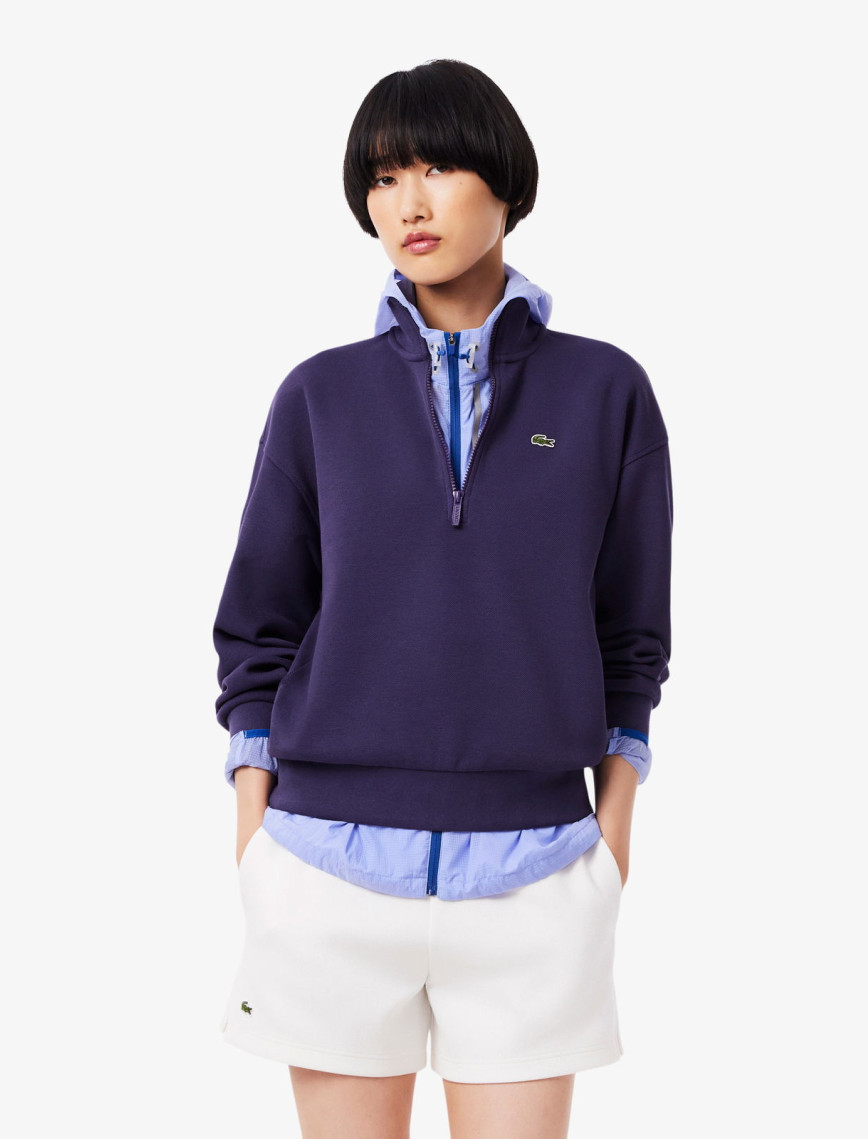 Lacoste Kadın Relaxed Fit Yarım Fermuarlı Beyaz Sweatshirt Lacoste Kadın Relaxed Fit Yarım Fermuarlı Beyaz Sweatshirt