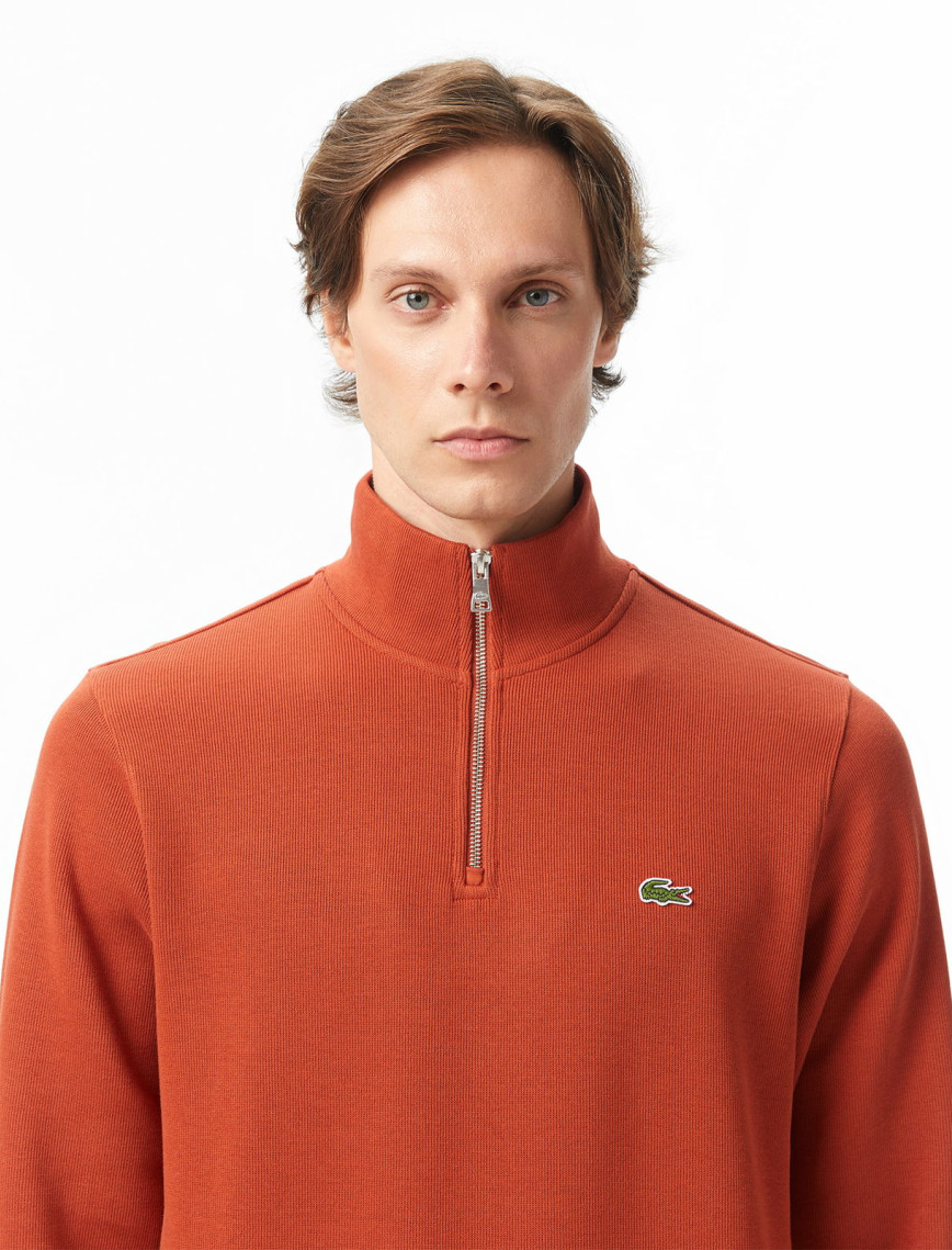 Lacoste Erkek Classic Fit Yarım Fermuarlı Kahverengi Sweatshirt Lacoste Erkek Classic Fit Yarım Fermuarlı Kahverengi Sweatshirt