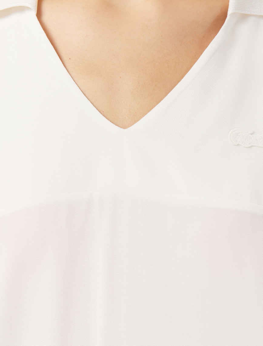 Lacoste Kadın V Yaka Beyaz T-Shirt Lacoste Kadın V Yaka Beyaz T-Shirt