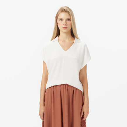 Lacoste Kadın V Yaka Beyaz T-Shirt Lacoste Kadın V Yaka Beyaz T-Shirt