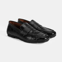 Erkek Siyah Kroko Baskılı Deri Loafer Erkek Siyah Kroko Baskılı Deri Loafer