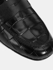 Erkek Siyah Kroko Baskılı Deri Loafer Erkek Siyah Kroko Baskılı Deri Loafer
