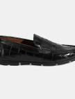 Erkek Siyah Kroko Baskılı Deri Loafer Erkek Siyah Kroko Baskılı Deri Loafer