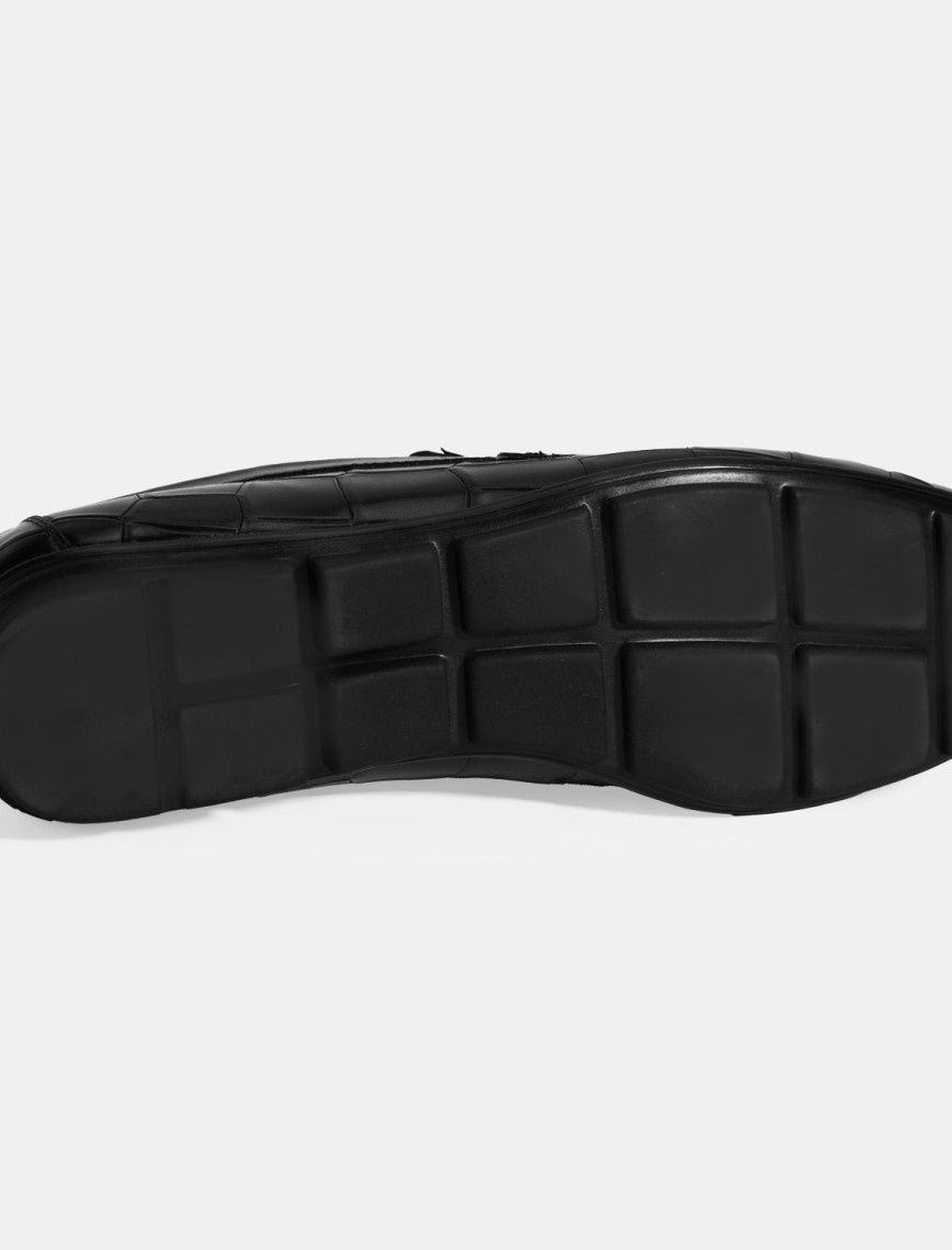 Erkek Siyah Kroko Baskılı Deri Loafer Erkek Siyah Kroko Baskılı Deri Loafer