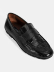 Erkek Siyah Kroko Baskılı Deri Loafer Erkek Siyah Kroko Baskılı Deri Loafer