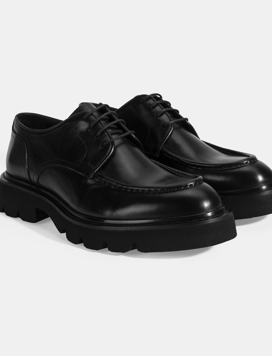 Erkek Siyah Bağcıklı Deri Klasik Ayakkabı Erkek Siyah Bağcıklı Deri Klasik Ayakkabı