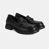 Kadın Siyah Metal Toka Detaylı Deri Loafer Kadın Siyah Metal Toka Detaylı Deri Loafer