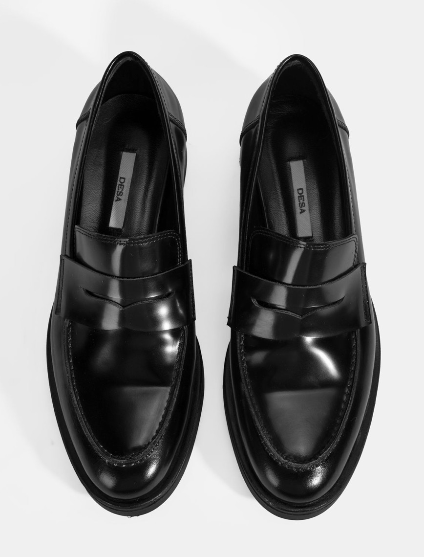 Kadın Siyah Deri Loafer Kadın Siyah Deri Loafer