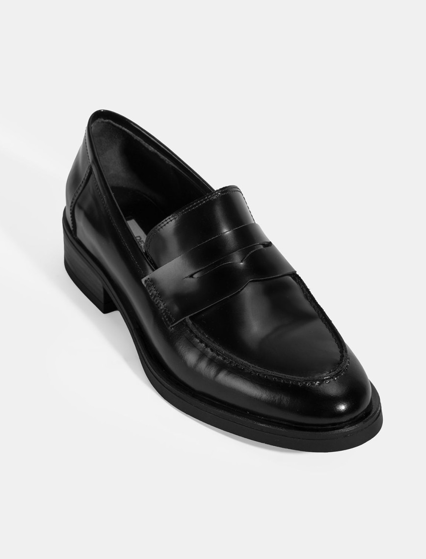 Kadın Siyah Deri Loafer Kadın Siyah Deri Loafer