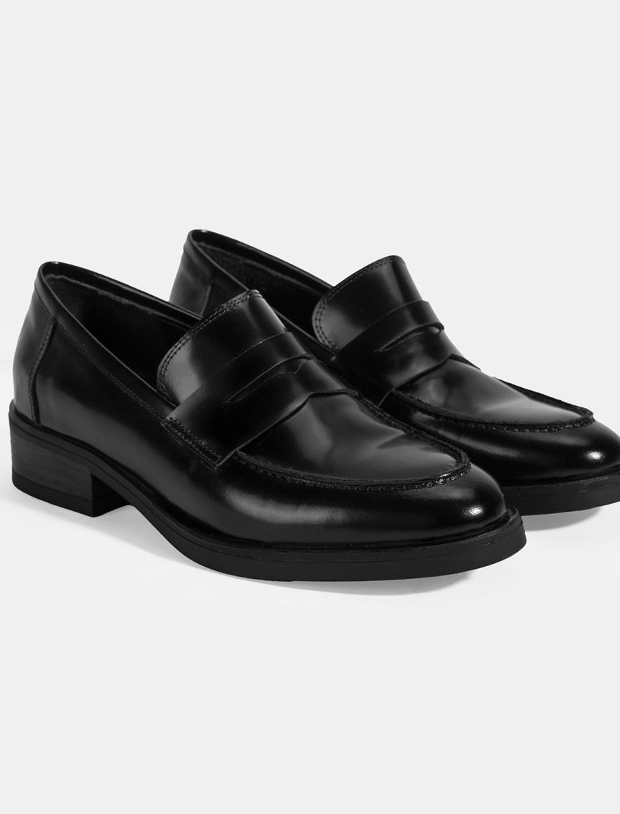 Kadın Siyah Deri Loafer Kadın Siyah Deri Loafer