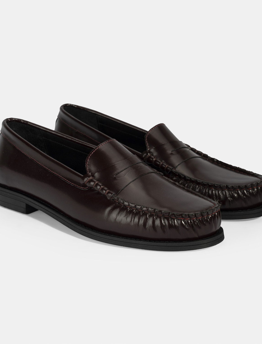Kadın Bordo Klasik Deri Loafer Kadın Bordo Klasik Deri Loafer