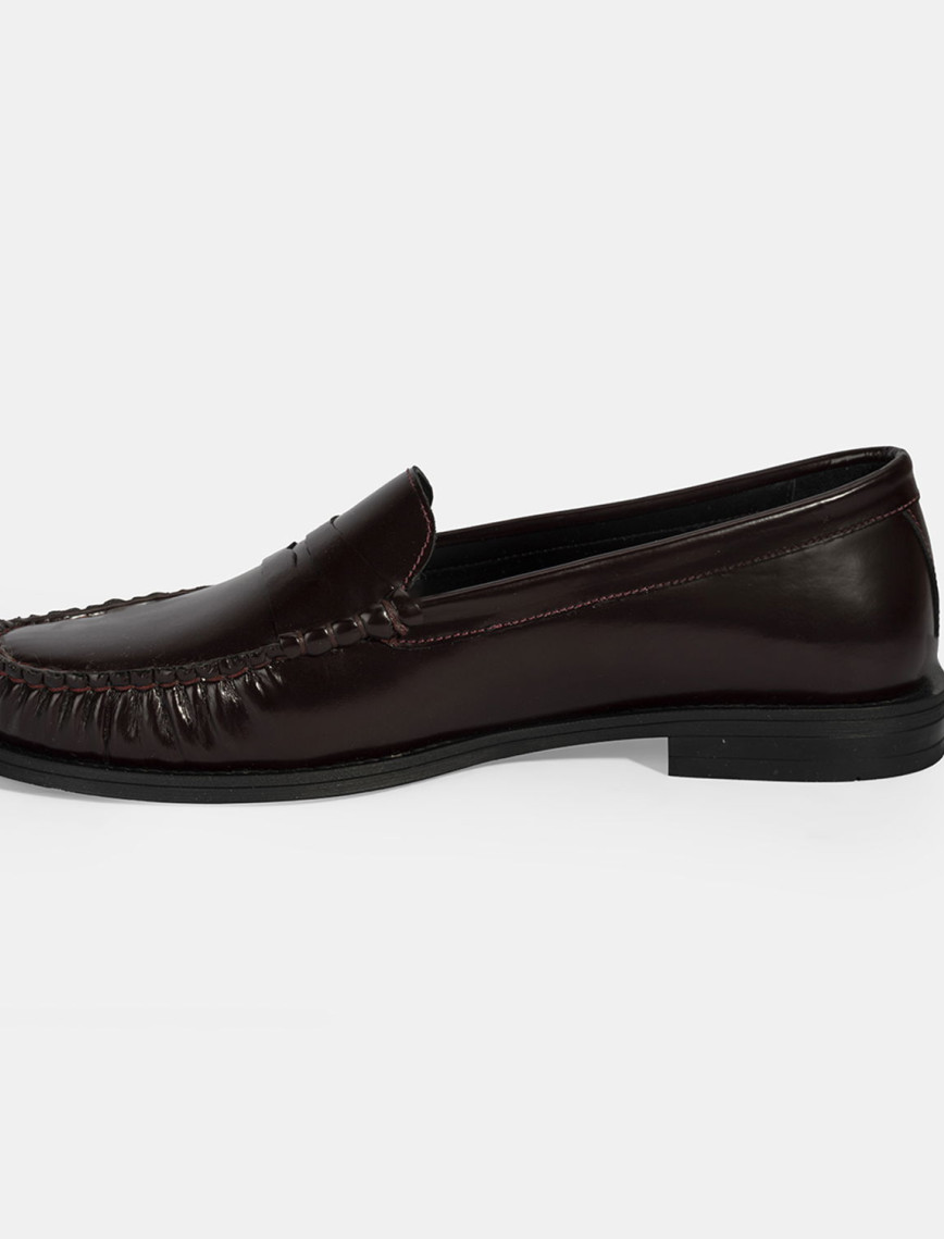 Kadın Bordo Klasik Deri Loafer Kadın Bordo Klasik Deri Loafer